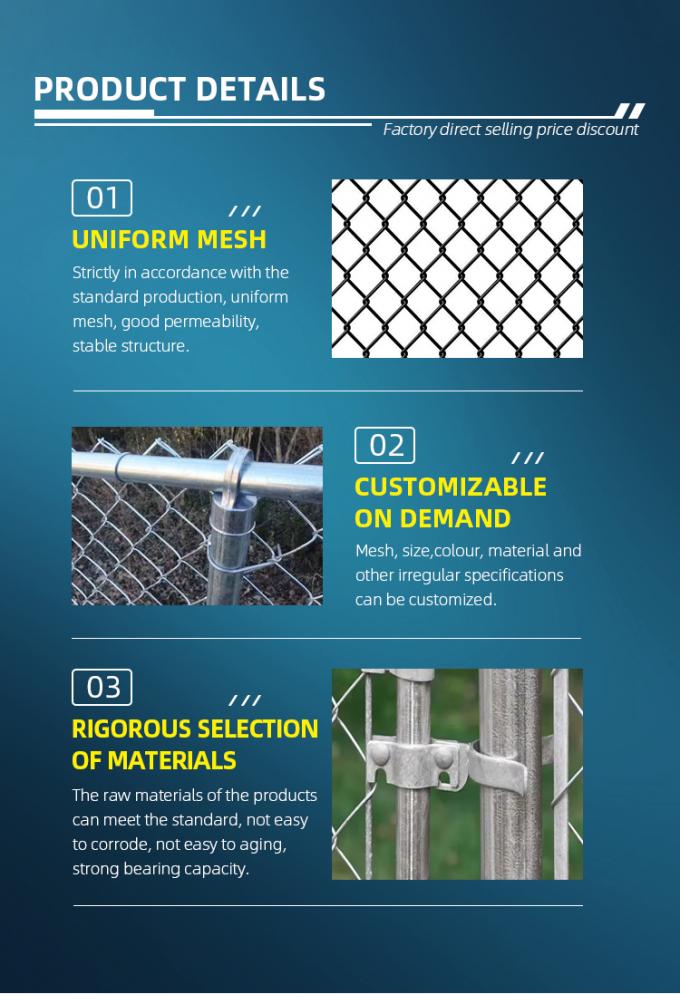 سياج شبكي من الأسلاك المجلفنة مع لفائف معدنية عالية الشد بطول 6 أقدام أو قابلة للتخصيص 4