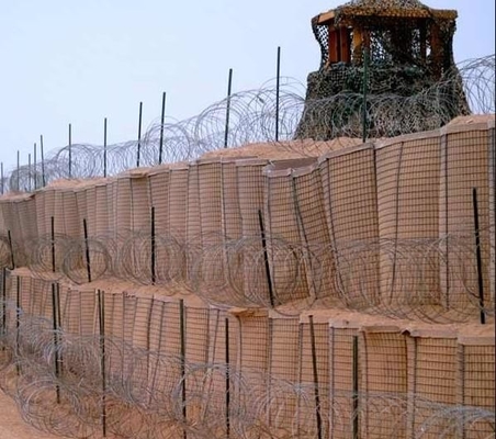 1.0 متر ارتفاع Hesco Bastion Wall شديد التحمل على الساخن مغلفن بالغمس 5.0 مم